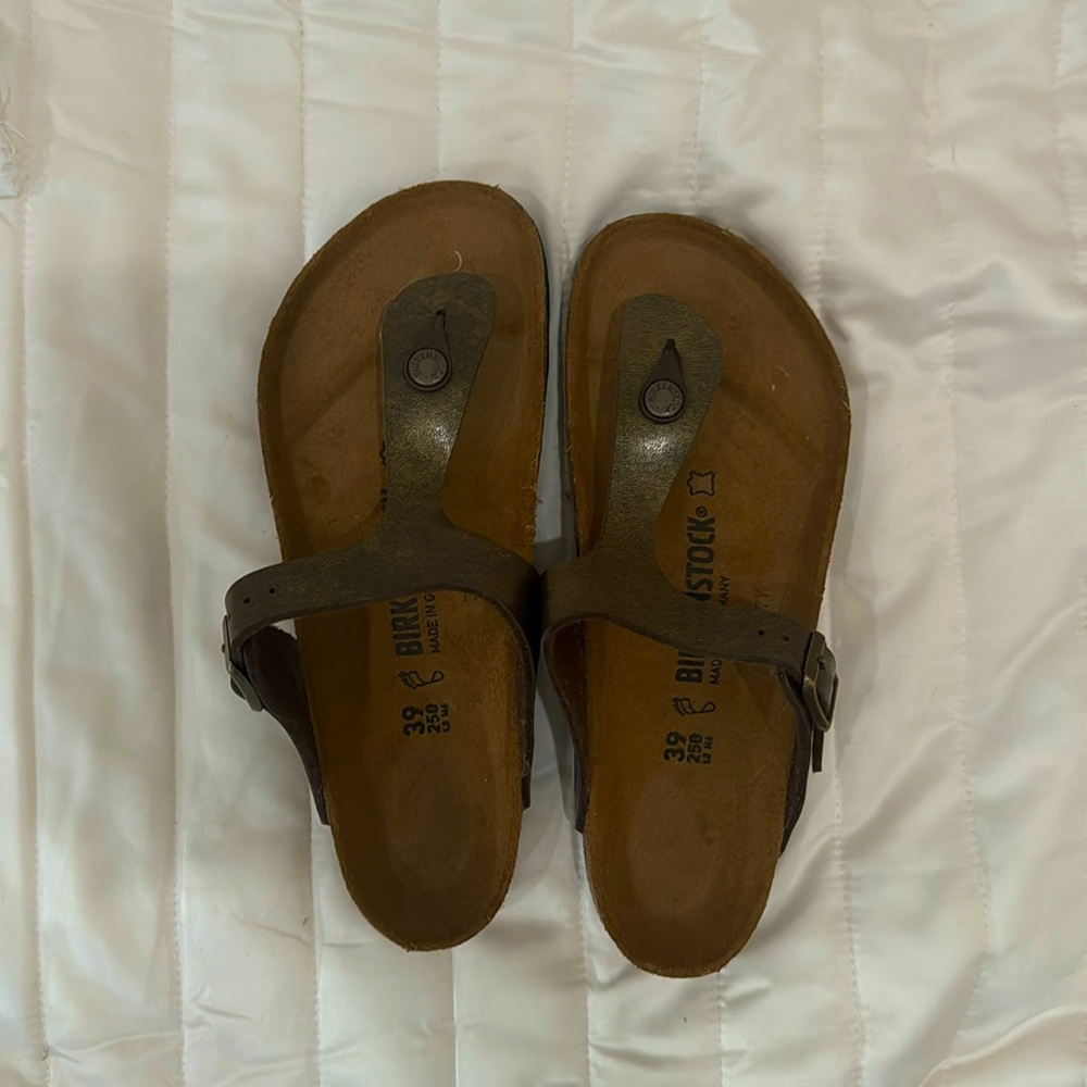 NEW Birkenstock Gizeh Golden Brown Birko Flor Regular Width